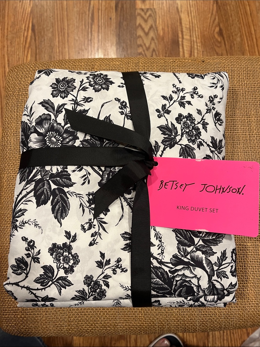 Betsey Johnson Black & White Floral Duvet Cover Set